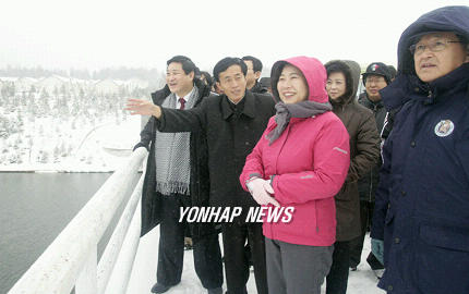 삼지연 방문한 현정은 회장