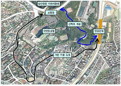 `한강진역~남산소월길 잇는 산책로 뚫렸다