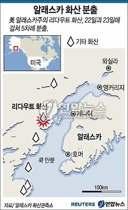 <그래픽> 알래스카 화산 분출