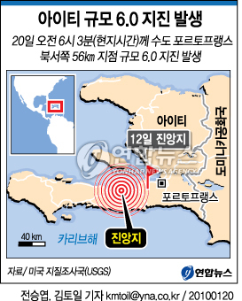 <그래픽> 아이티 규모 6.0 지진 발생