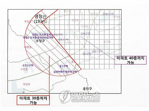 성남시 고도제한 완화 도면