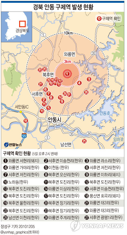 안동 구제역 27곳으로 늘어