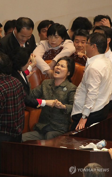 여성의원 육박전
