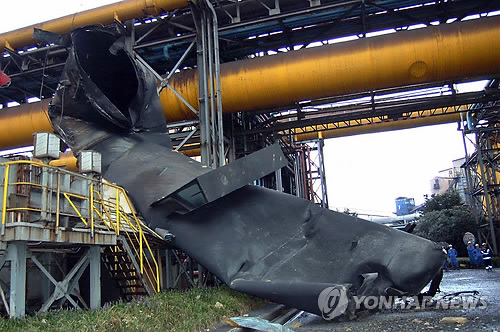 그을린 광양제철 제2고로 가스관
