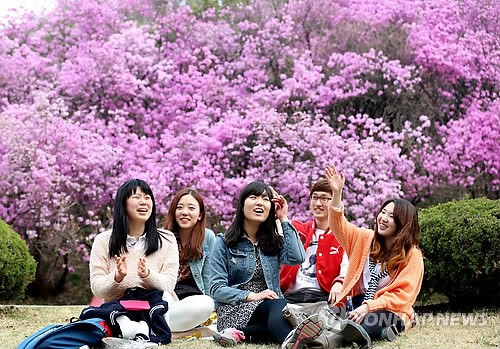 봄 캠퍼스의 낭만