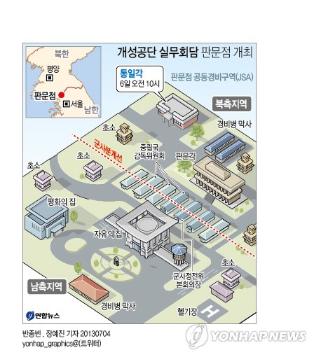 개성공단 회담 열리는 판문점 통일각