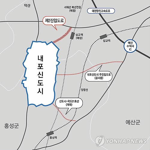 충남도청 이전 내포신도시 제2진입도로 밑그림