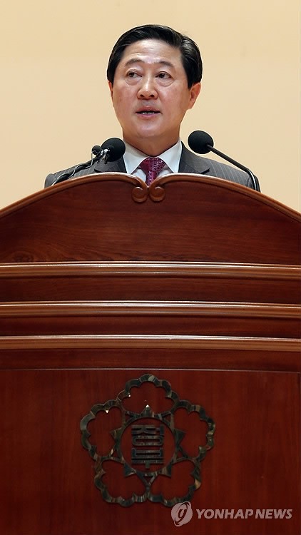 취임사하는 유기준 해양수산부 장관
