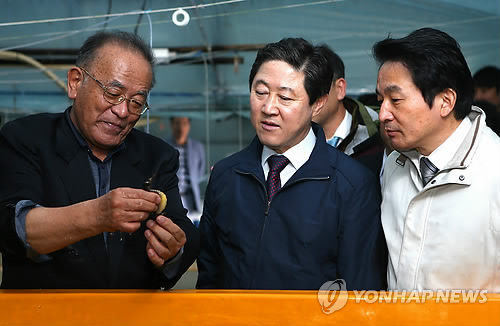 해마 양식시설 둘러보는 유기준 장관