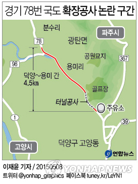 <그래픽> 경기 78번 국도 확장공사 논란 구간