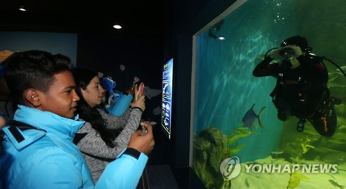 경포 아쿠아리움 방문한 드림 프로그램 참가자들
