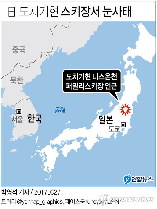 日 도치기현 스키장서 눈사태…고교생 8명 사망(종합)