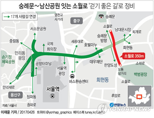 숭례문∼남산공원 잇는 소월로도 걷기 좋은 길 된다