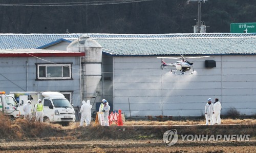평택 AI 의심농가 주변 무인헬기 방역