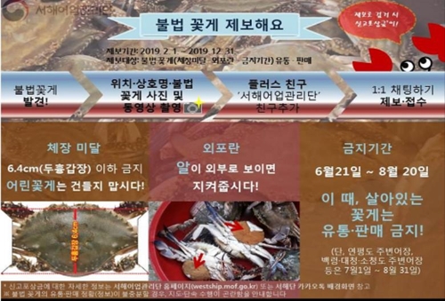 서해어업관리단 SNS로 소비자와 함께 꽃게 불법 유통 감시한다