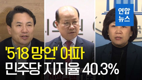 [ìì] '5Â·18 ë§ì¸' ì¬íâ¦ëë¶ì´ë¯¼ì£¼ë¹ ì§ì§ì¨ 40%ì  íë³µ