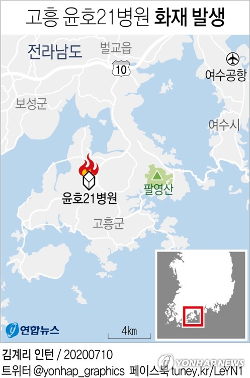 [그래픽] 고흥 윤호21병원 화재 발생