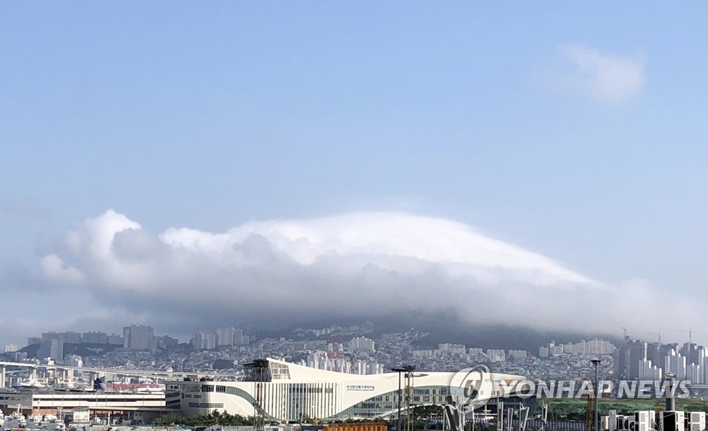 파란 하늘과 구름 모자