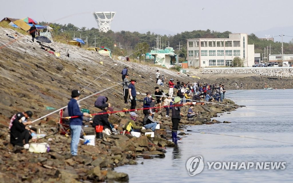 충남 천수만 낚시꾼 인산인해