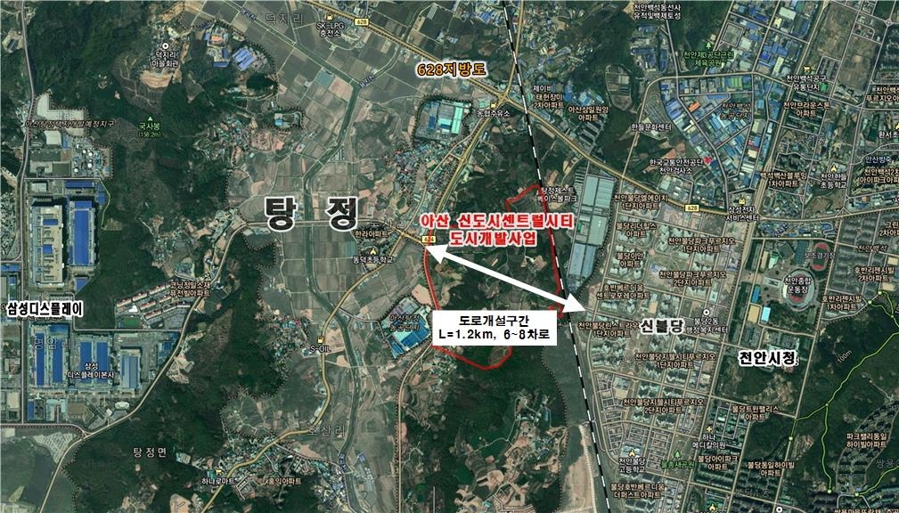 아산 탕정 동산∼천안 불당 간 도로 신설…2024년 말 완공