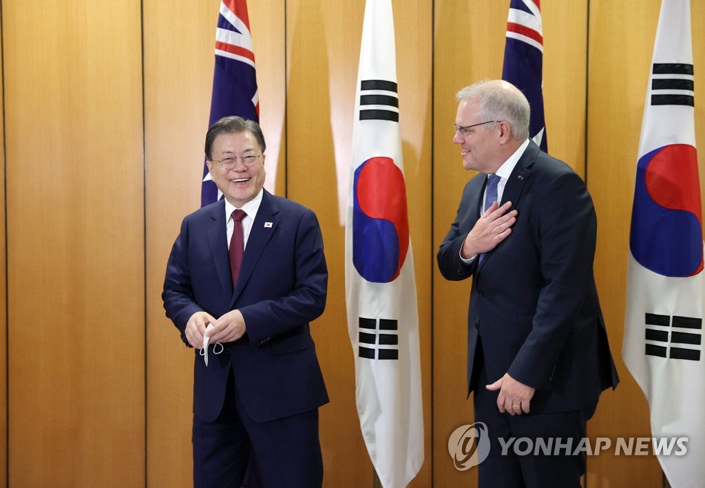 활짝 웃는 한-호주 정상