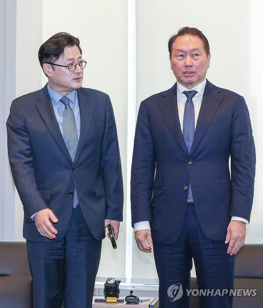 홍익표 원내대표, 최태원 회장 면담