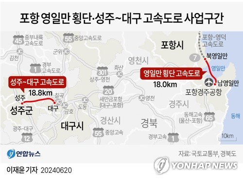 [그래픽] 포항 영일만 횡단·성주~대구 고속도로 사업구간