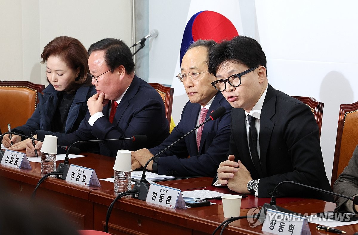 최고위원회의에서 발언하는 한동훈 대표