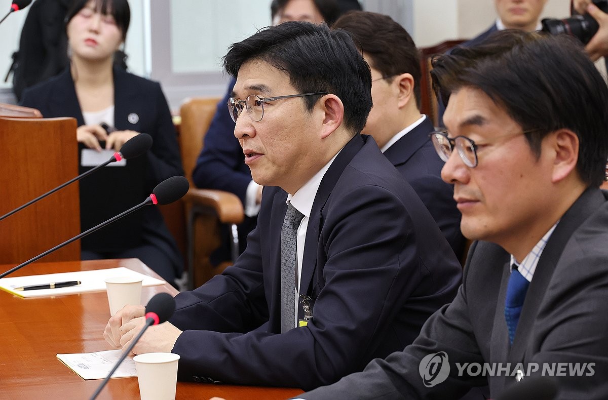 의원 질의에 답변하는 홍용준 쿠팡로지스틱스서비스 대표