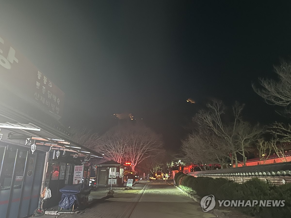 주왕산 천년고찰 대전사에 근접한 불길