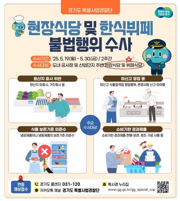 경기도, 함바집 등 건설현장 식당 360곳 집중 수사