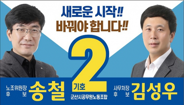 군산시공무원노동조합 제6대 위원장에 송 철 후보 당선