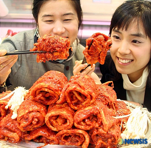 더덕과 삼겹살이 만났어요
