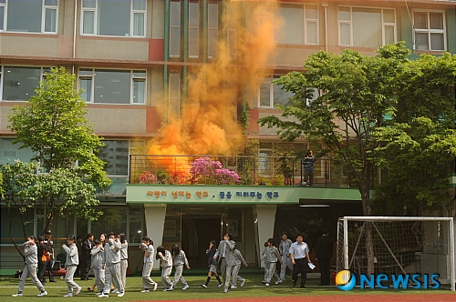동산초등학교 전교생, 재난대비 대피훈련