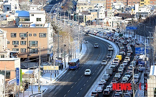 대전 눈 출근길 꽉막힌 도로