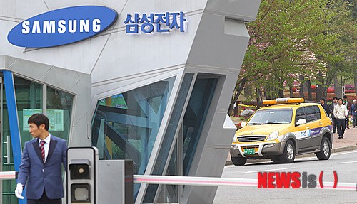 한국가스안전공사 차량 나오는 삼성전자 화성사업장