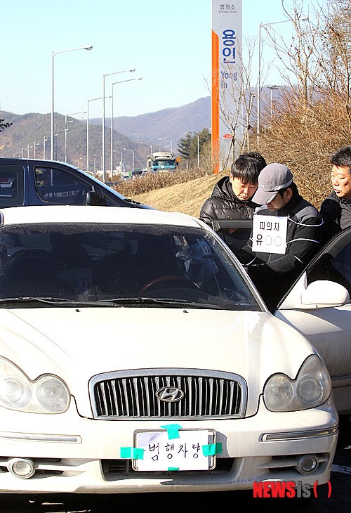 용인 휴게소에서 40대 납치 살해사건 현장검증