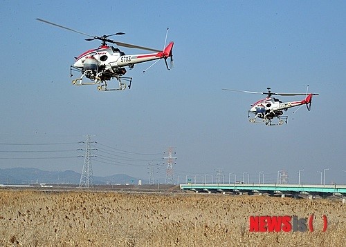 김제시, 철새도래지 무인헬기 AI 항공방제