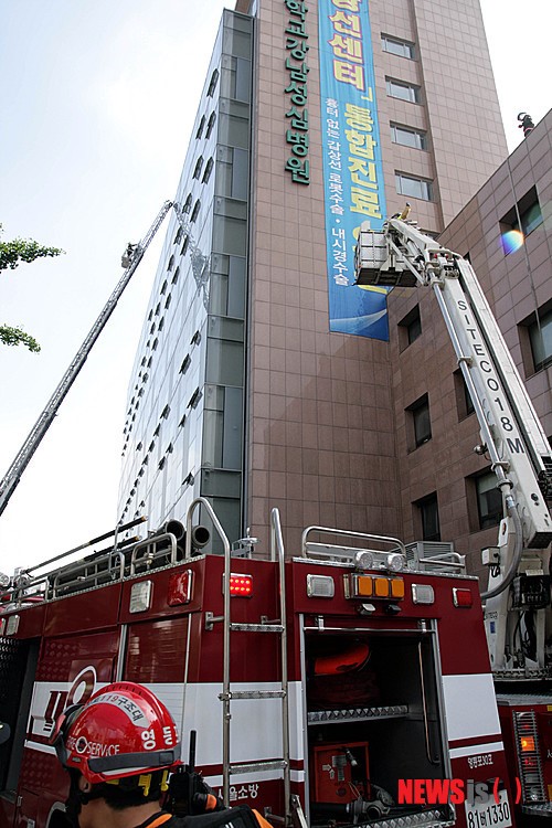 합동소방대피훈련하는 한림대강남성심병원