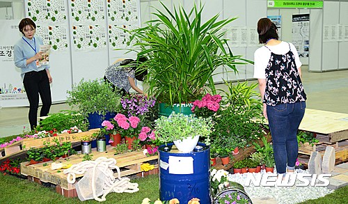 폐자재 이용한 정원