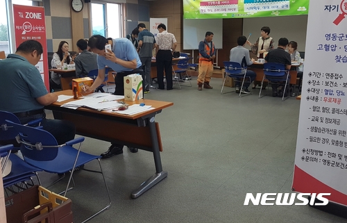 건강 기초검사 받는 한국도로공사 영동지사 직원들 
