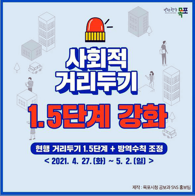 도로 하나 사이에 두고 목포·무안 거리두기 따로 따로
