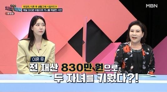 체크타임 곽정희 이혼 후 전재산 830만원으로 아이 둘 키워