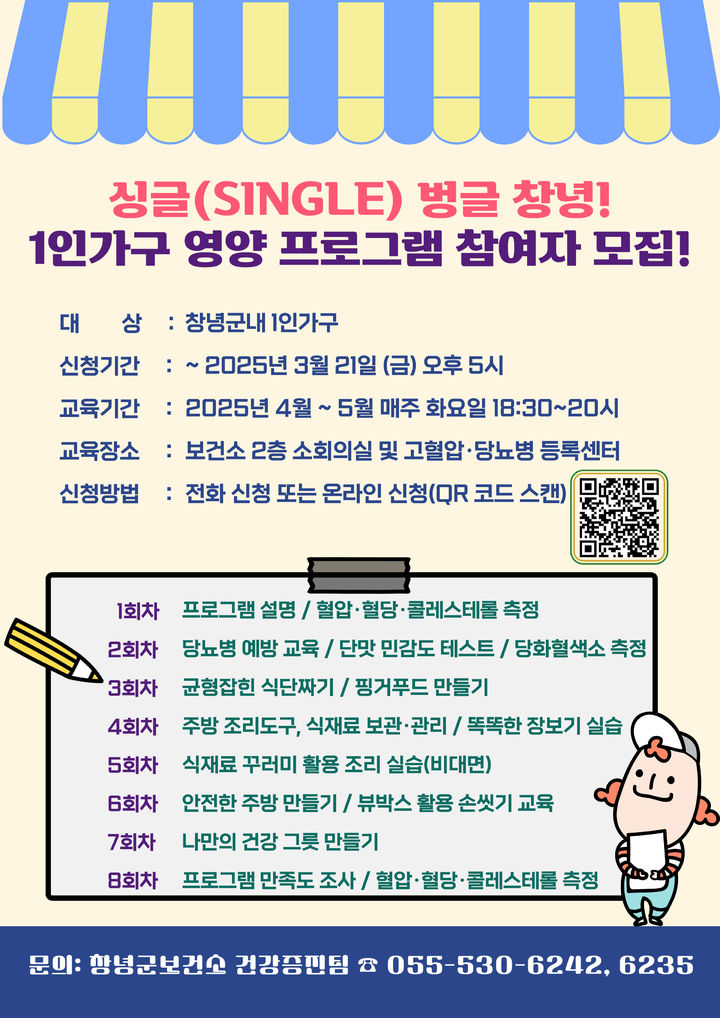 싱글 벙글 창녕! 참여자 모집…1인 영양 프로그램