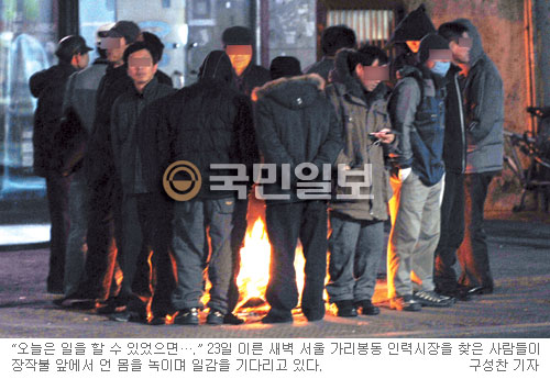 뚝 떨어진 기온보다 더 꽁꽁 언 인력시장 “일주일째 허탕… 설 어떻게 쇠나”