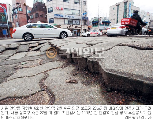 안암역 일대 20 내려앉아… 주민들 불안