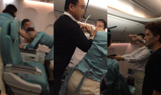 大韓航空機内で男大暴れ画像