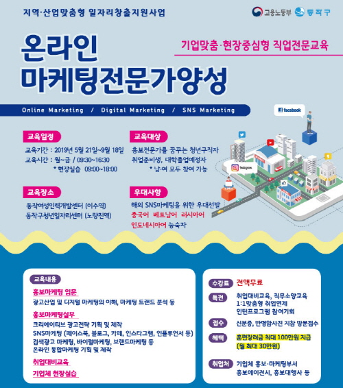 동작여성인력개발센터, 현장중심형 직업전문 교육 ‘온라인마케팅전문가 양성과정’ 개설