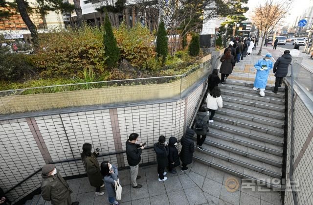 확진자 7175, 길어지는 줄, 지치는 어린이들