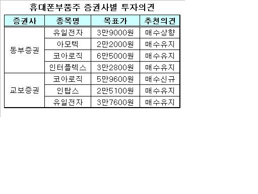 이제는 휴대폰 부품주를 살 때
